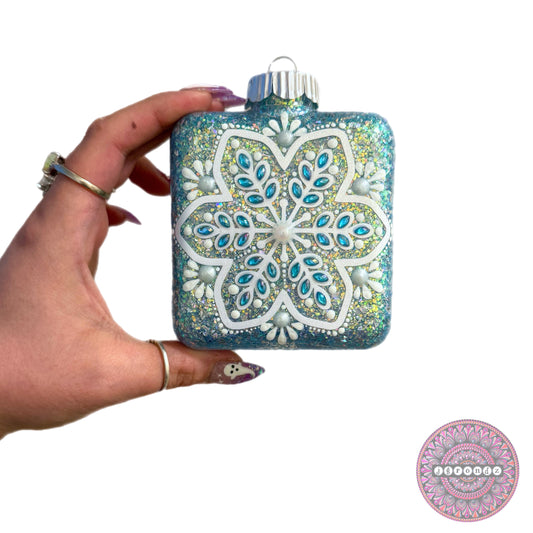 4” Square Snowflake Mandala Ornament