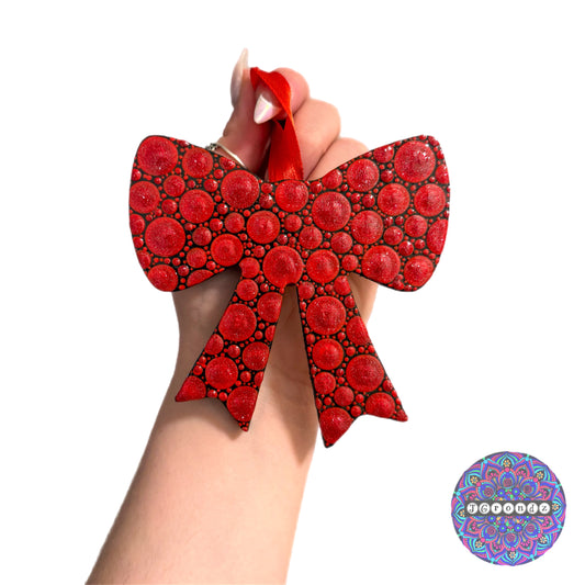 Wooden Bow Dot Art Ornament