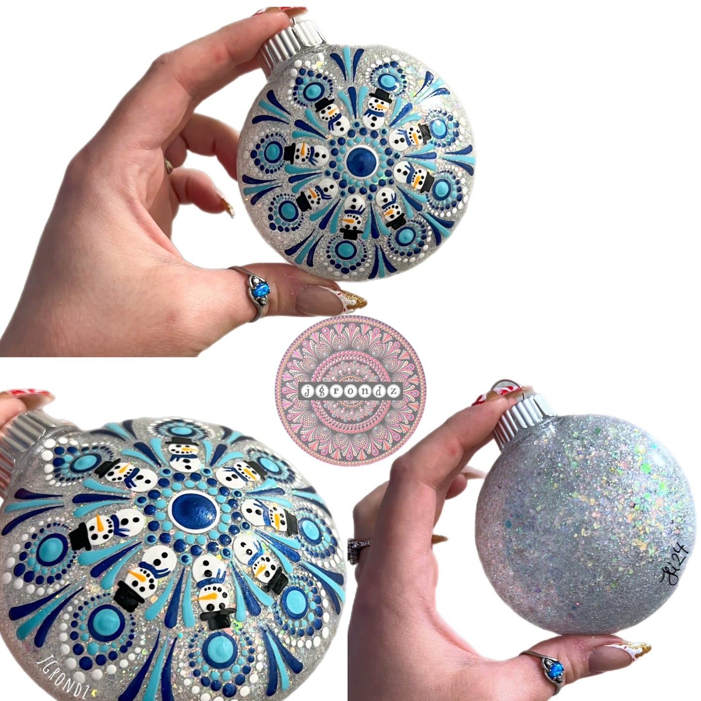 3” Snowman Mandala Glitter Ornament