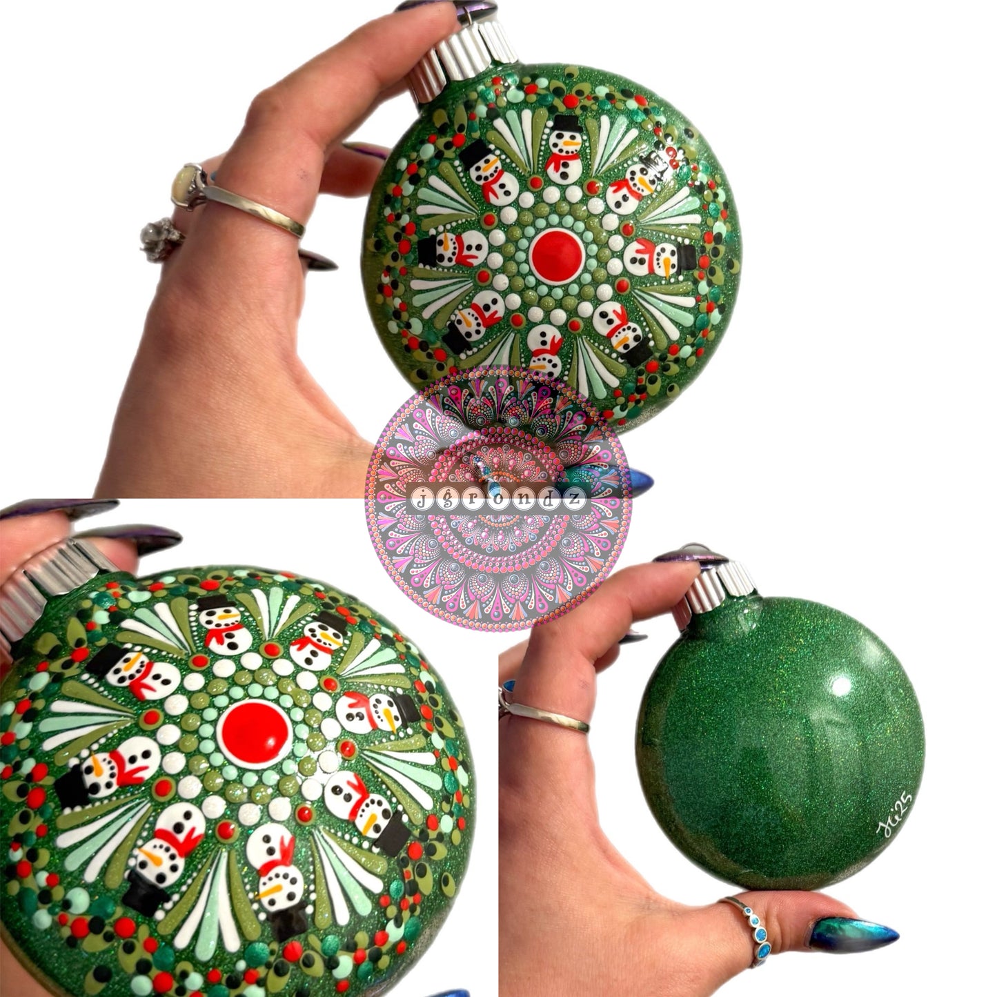 3” Snowman Mandala Glitter Ornament