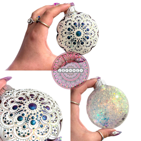 3” Oil Slick Mandala Glitter Ornament (#100 for July)