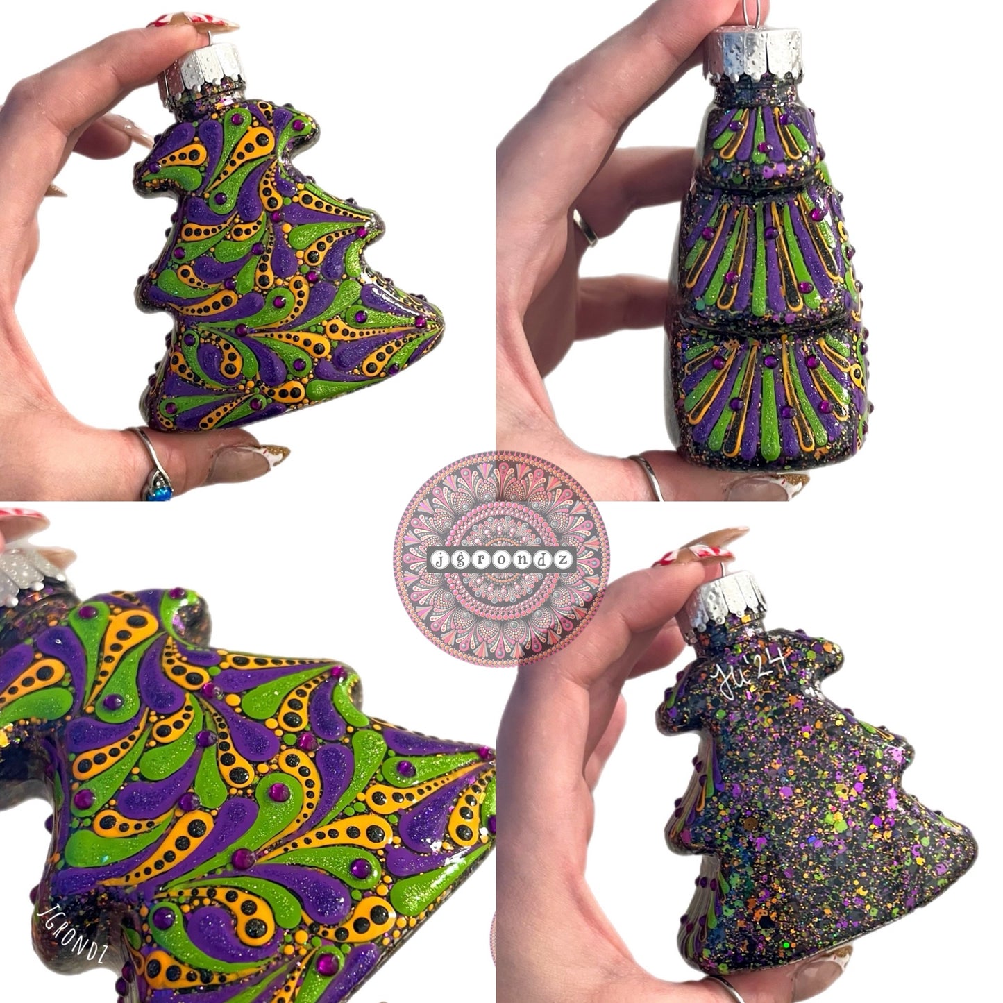 4” Halloween Tree Glitter Ornament