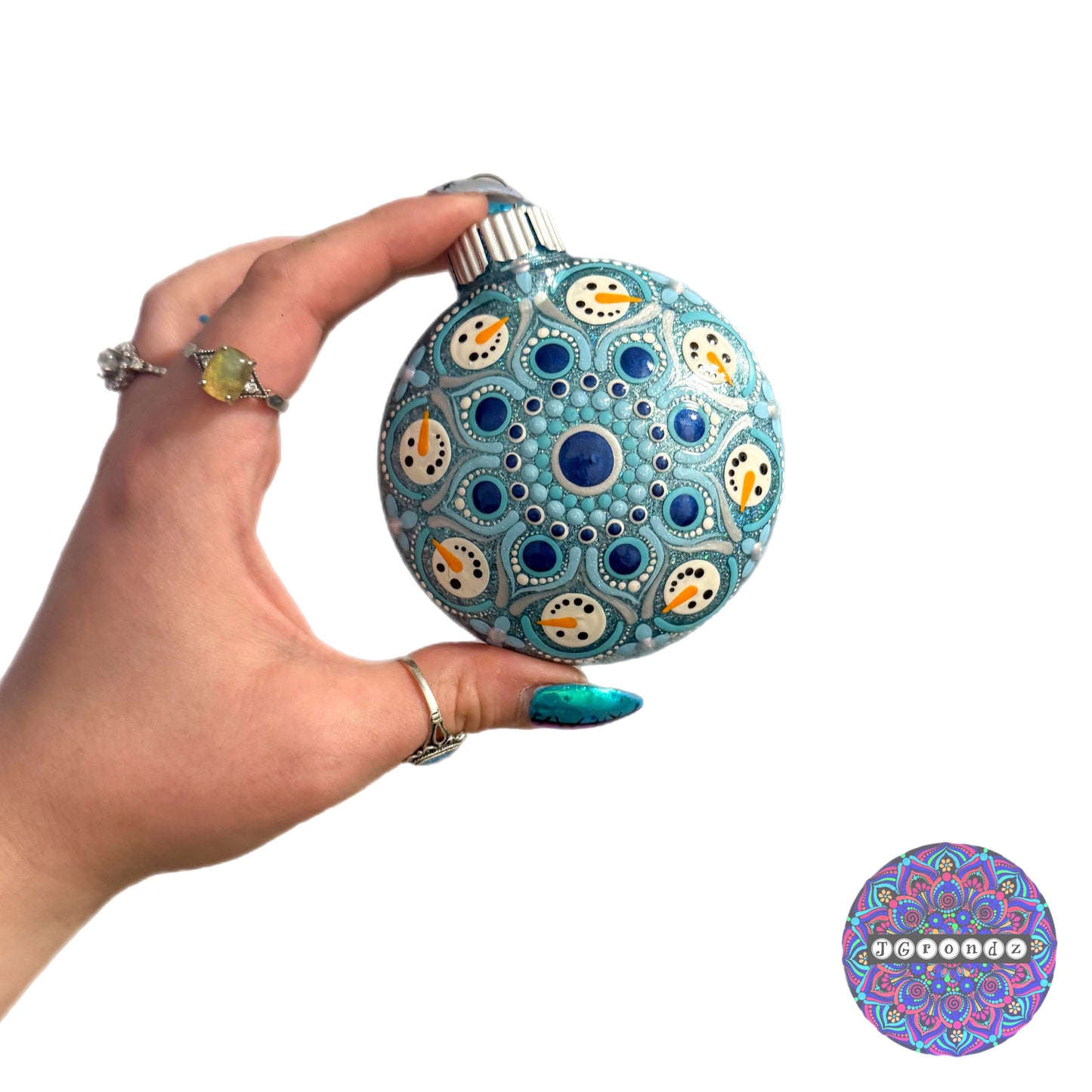 3” Snowman Mandala Glitter Ornament