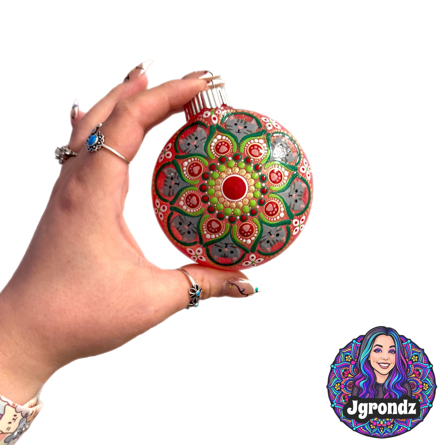 3” Grey Tabby Mandala Ornament