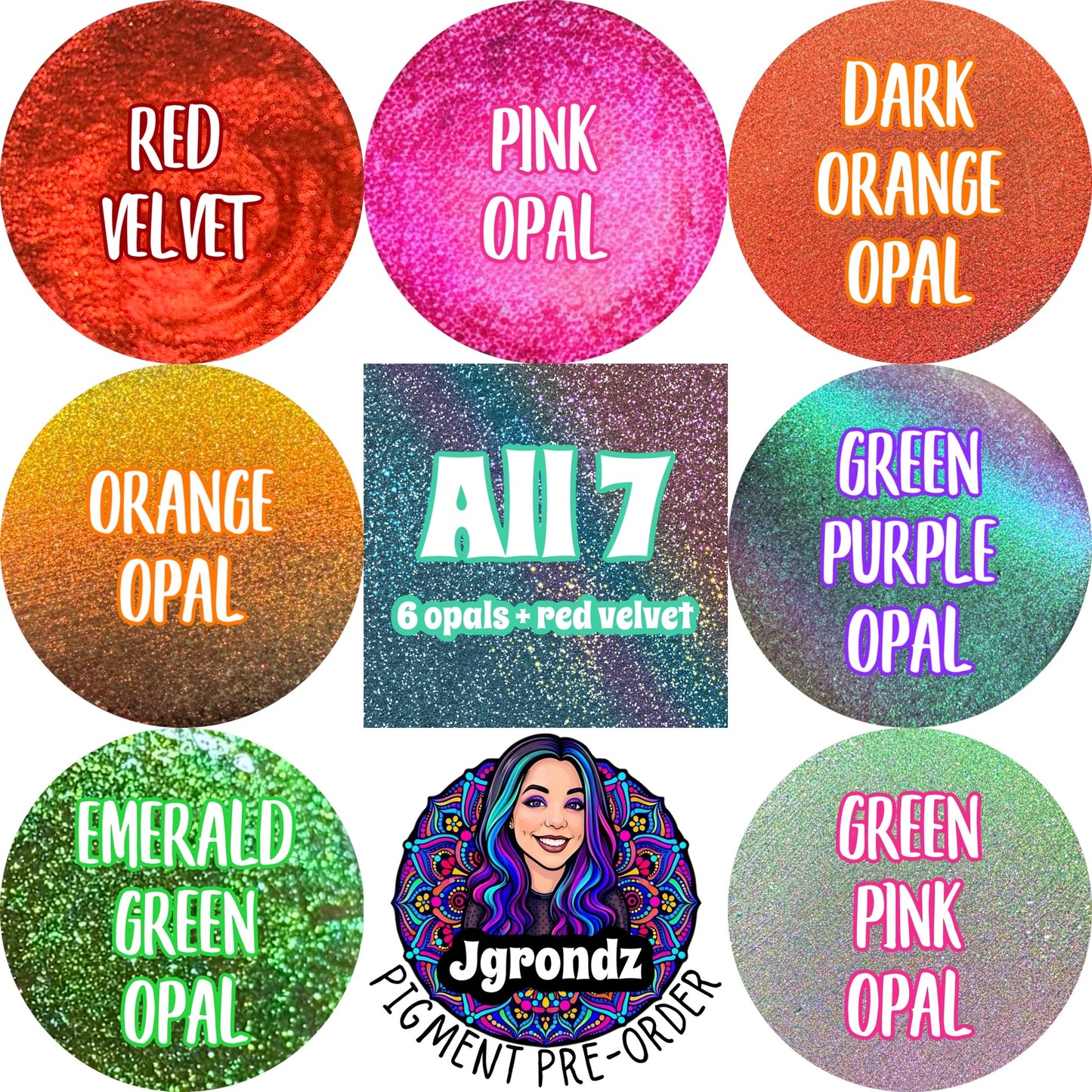 7-Pigment Bundle (6 Opals + Red Velvet) PRE ORDER