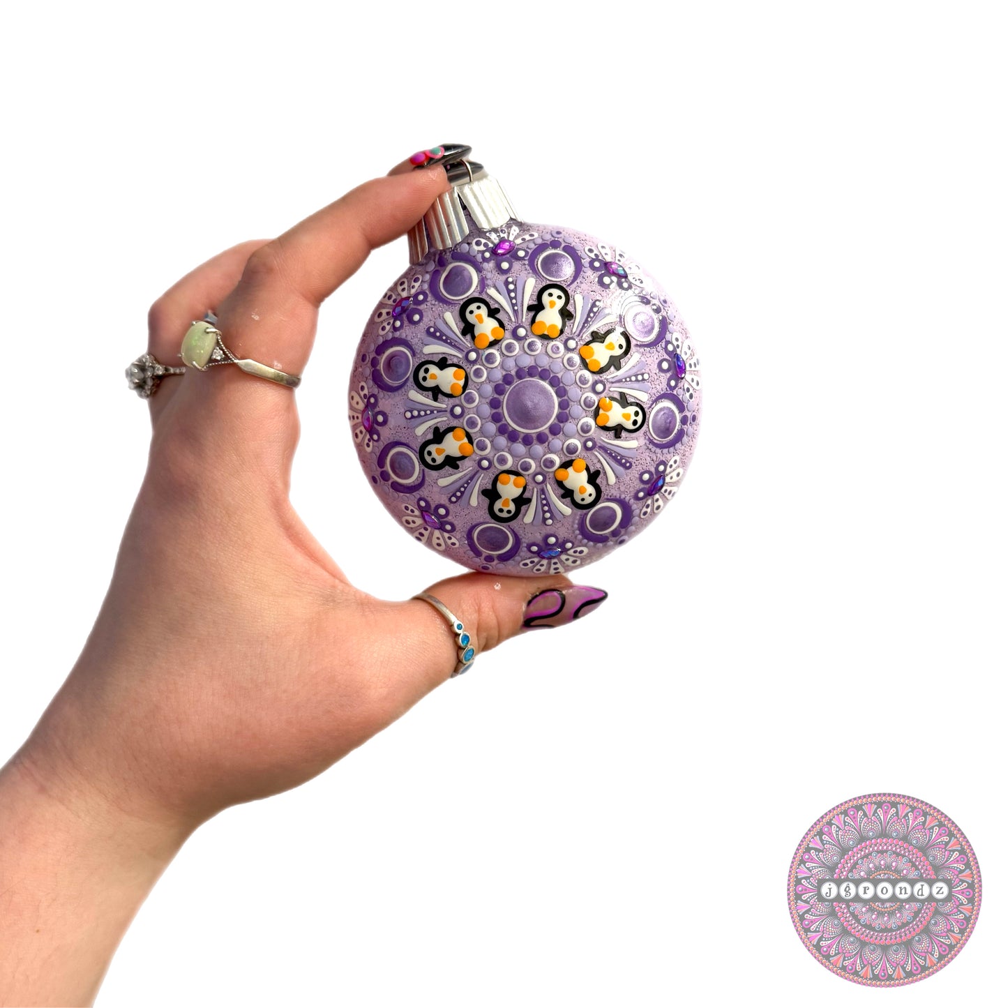 3” Penguin Mandala Glitter Ornament