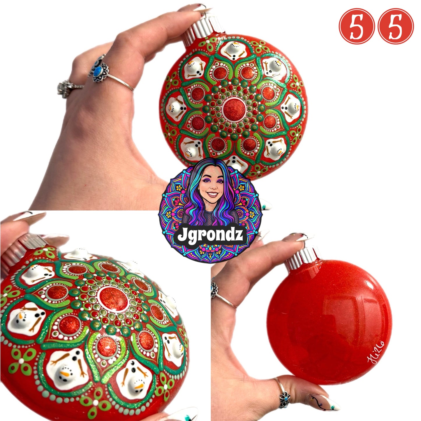 3” Melting Snowman Mandala Ornament
