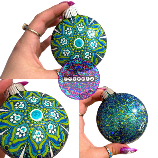 3” Paw Print Mandala Glitter Ornament