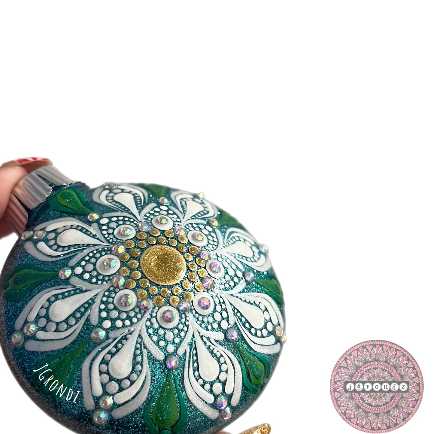 3” Poinsettia Mandala Glitter Ornament