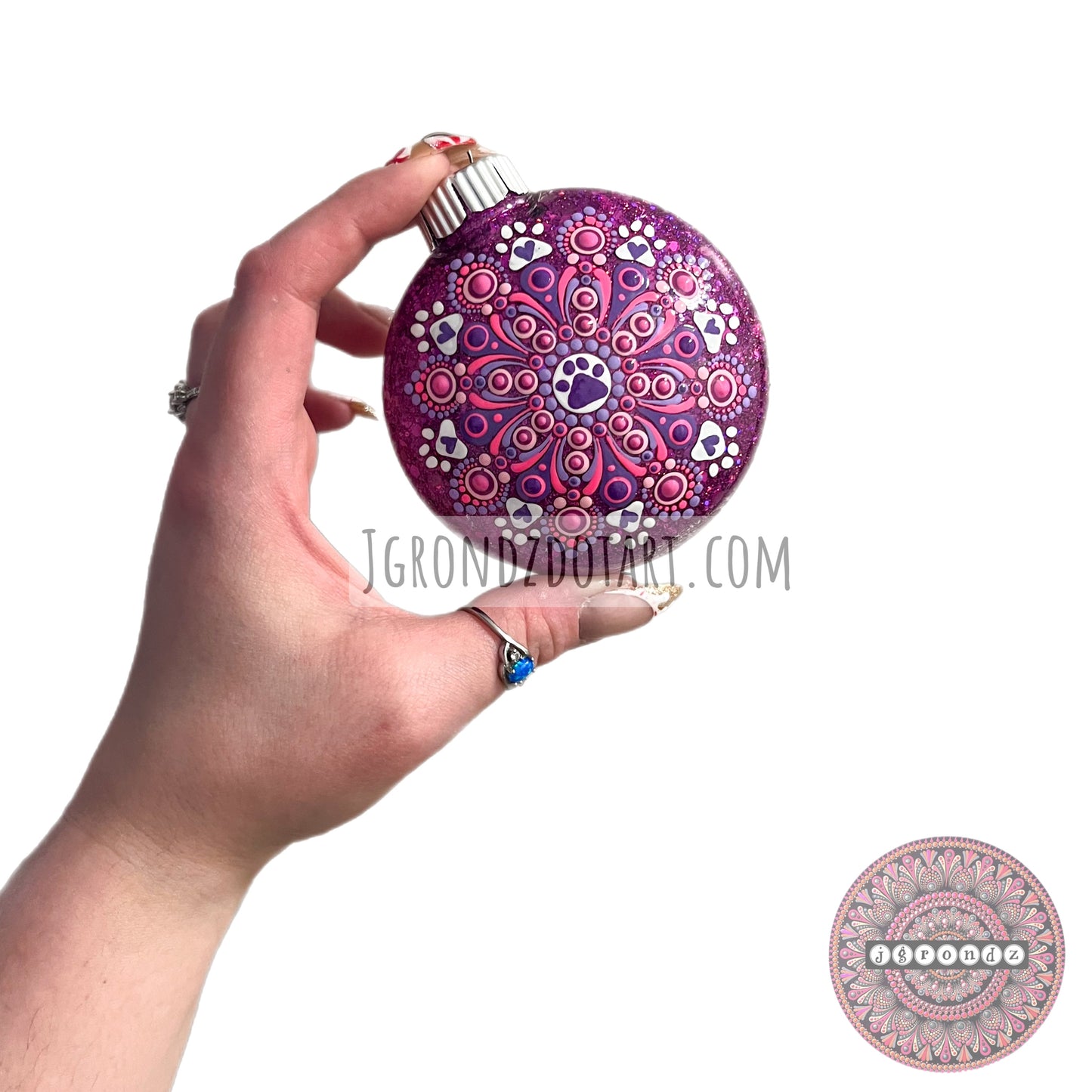 3” Paw Print Mandala Glitter Ornament