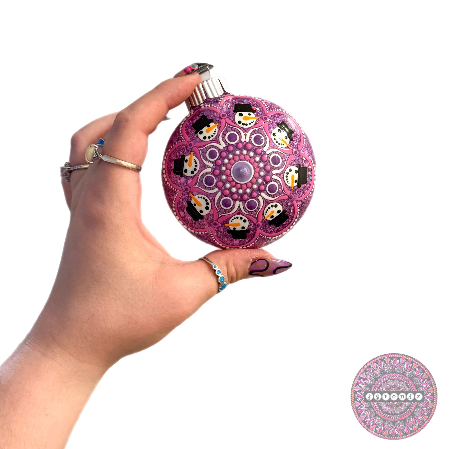 3” Snowman Mandala Glitter Ornament