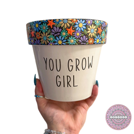 6” Beachy You Grow Girl Flower Border Pot
