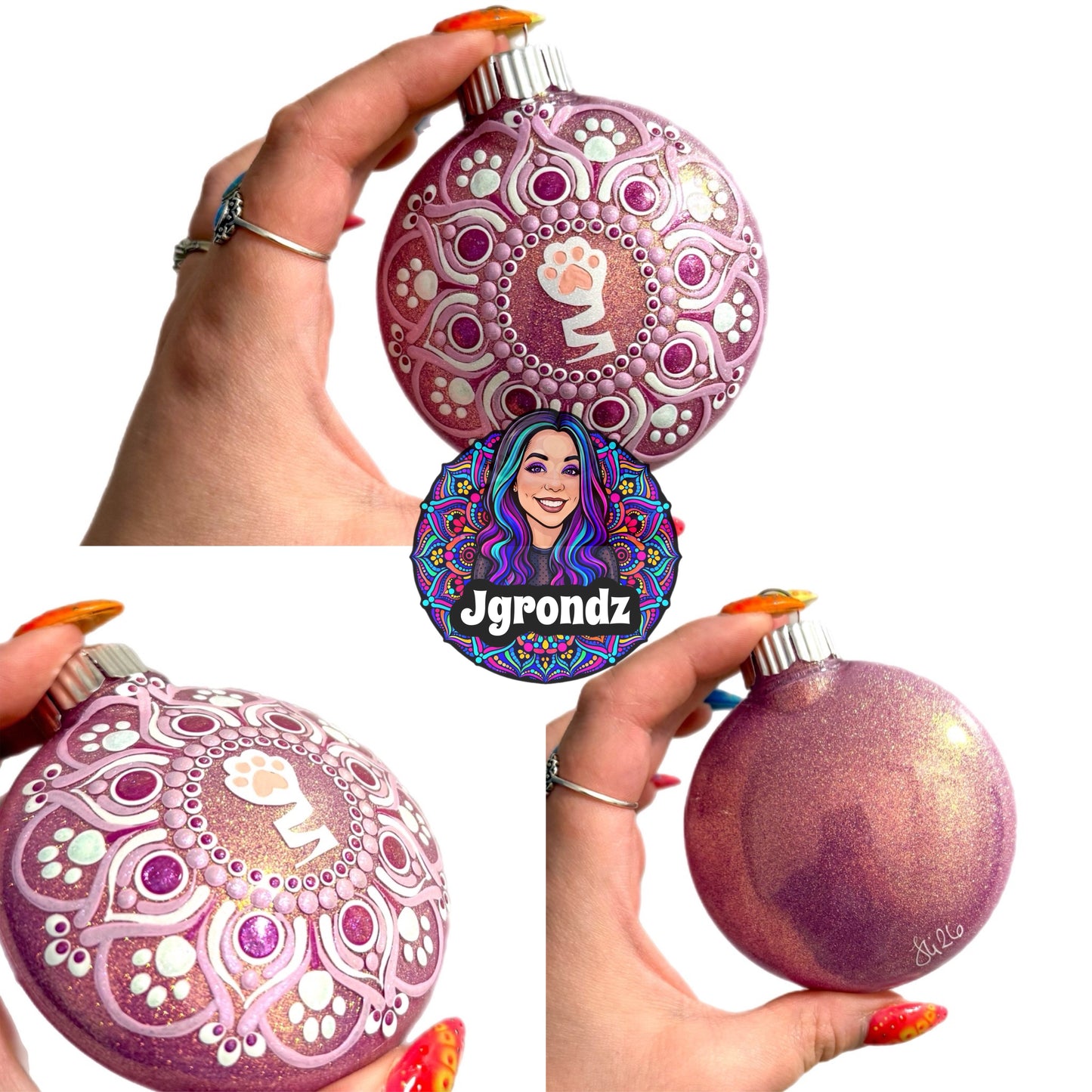 3” Cat Paw Mandala Ornament