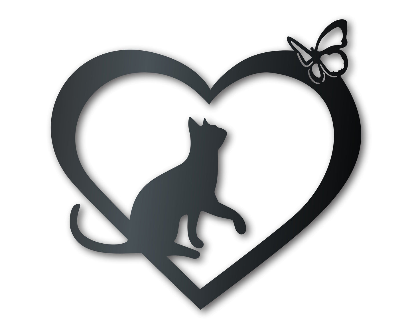 Metal Custom Cat Heart Wall Art - Metal Sign - 14 Color Options