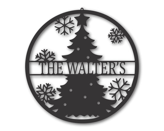 Custom Metal Christmas Tree Sign | Metal Christmas Tree Family Sign | Custom Family Christmas Sign | 15 Color Options