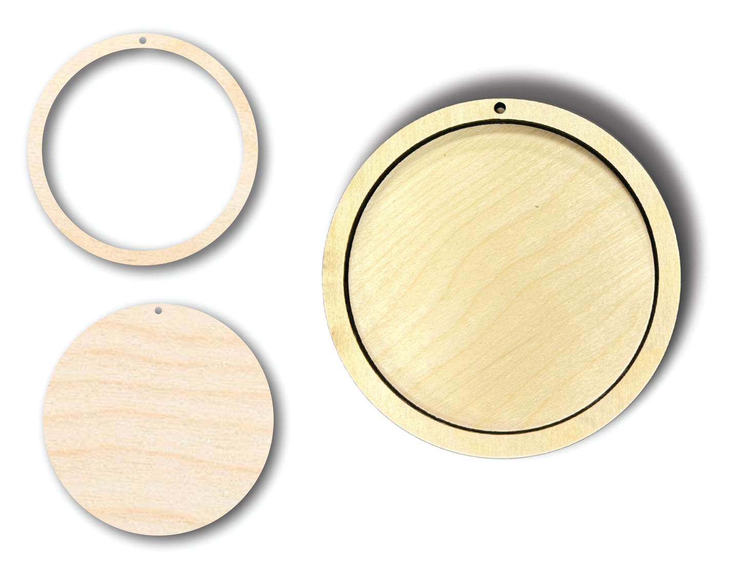 Unfinished Wood 2 Layer Circle Shadowbox Shape | DIY Craft Cutout | up to 46" DIY