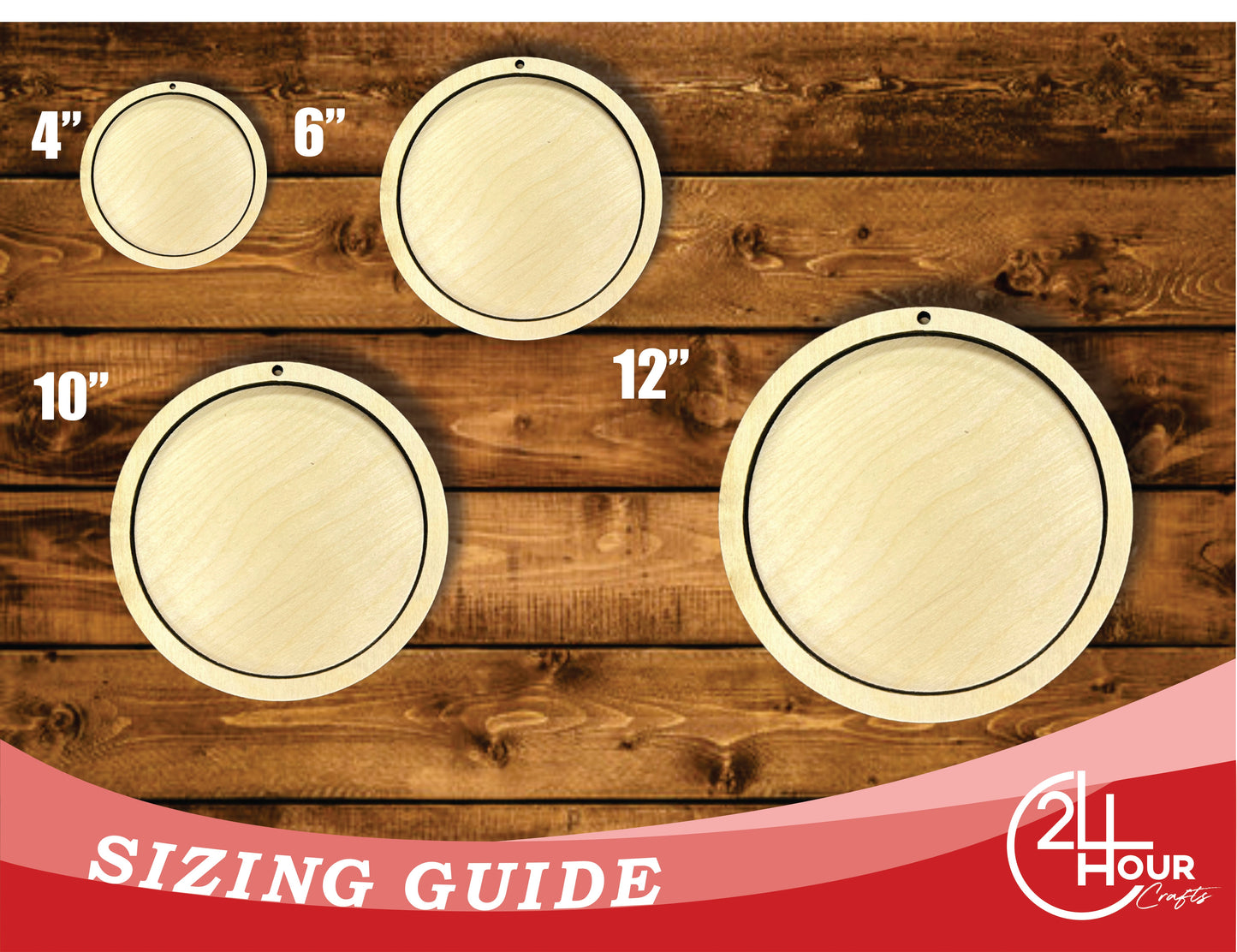 Unfinished Wood 2 Layer Circle Shadowbox Shape | DIY Craft Cutout | up to 46" DIY