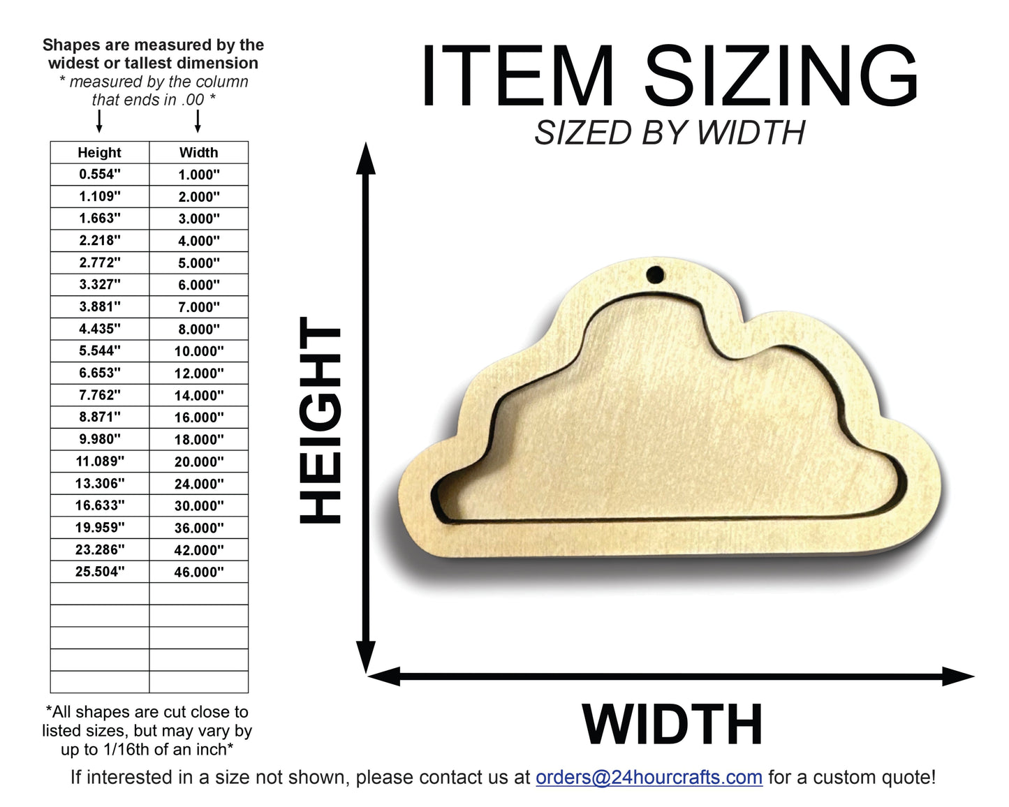 Unfinished Wood 2 Layer Cloud Shadowbox Shape | DIY Craft Cutout | up to 46" DIY