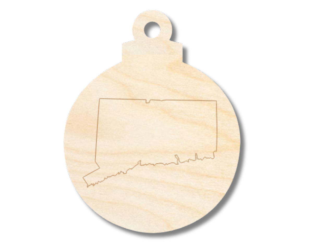Unfinished Wood Etched Connecticut Ornament Shape | Paint By Line Crafts | up to 30" DIY