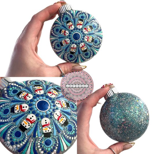 3” Snowman Mandala Glitter Ornament