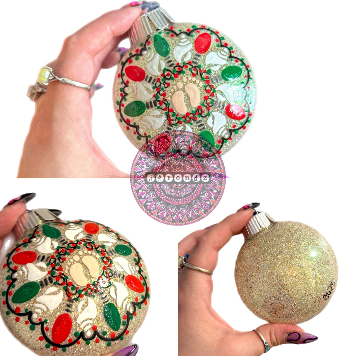 3” Beachy Mandala Glitter Ornament
