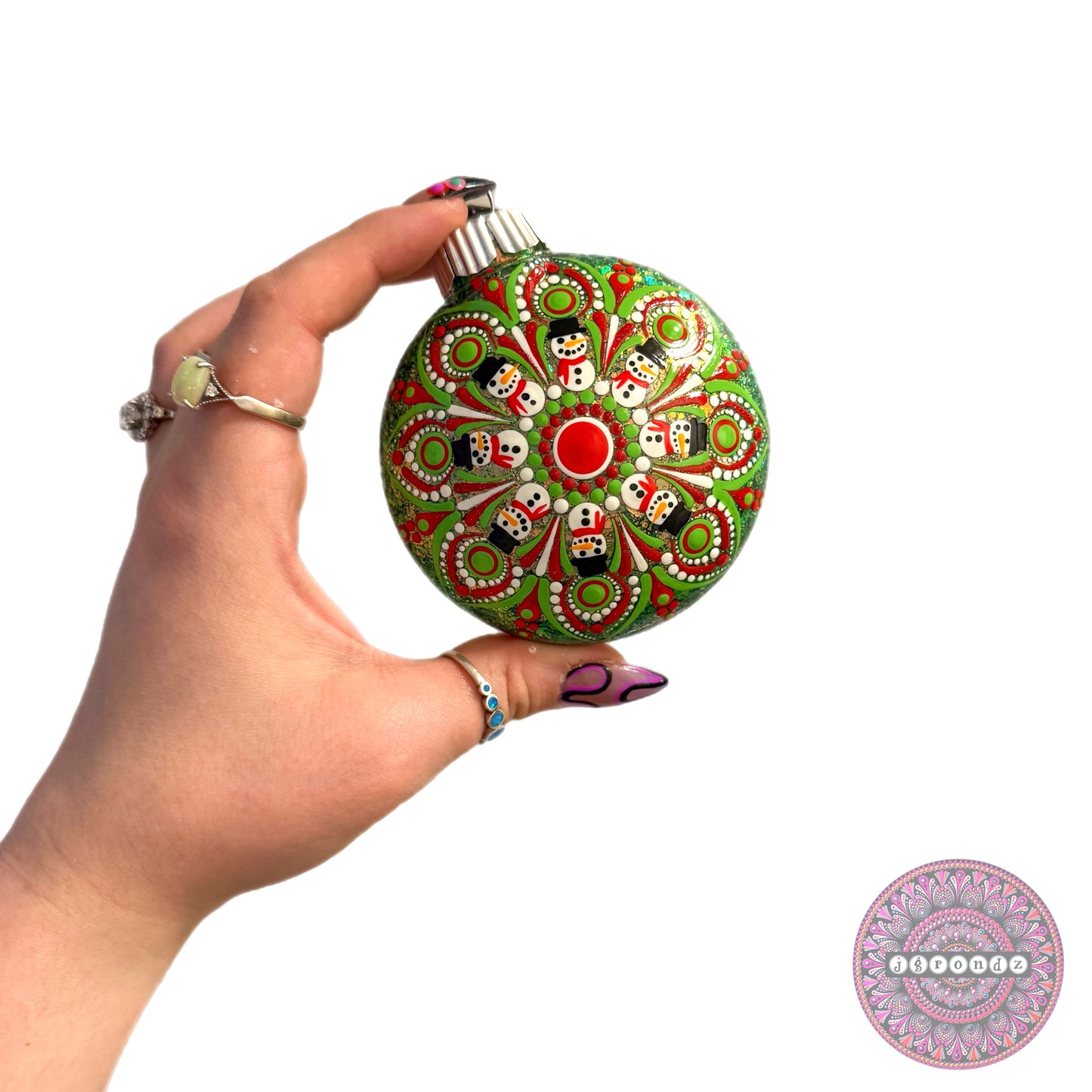 3” Snowman Mandala Glitter Ornament