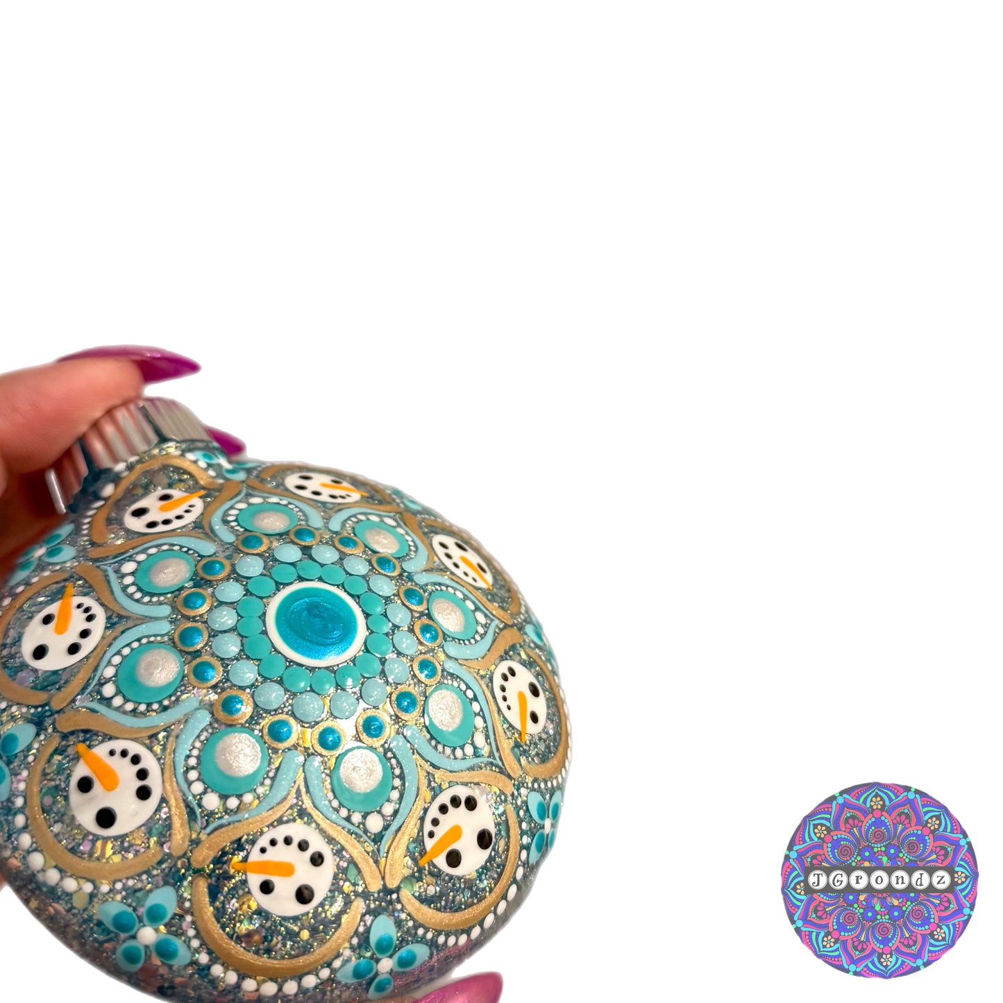 3” Snowman Mandala Glitter Ornament