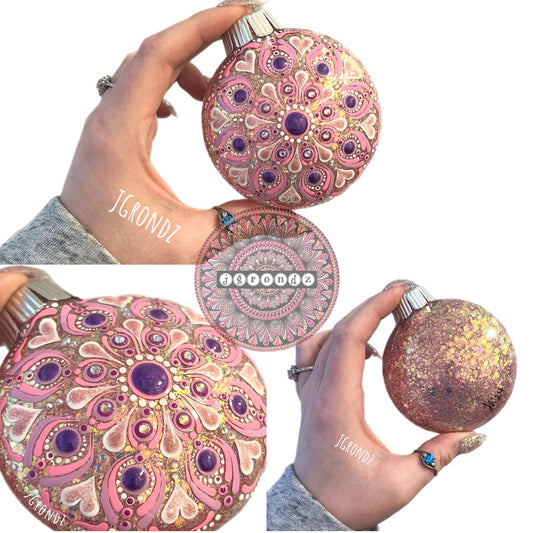 3” Heart Mandala Glitter Ornament