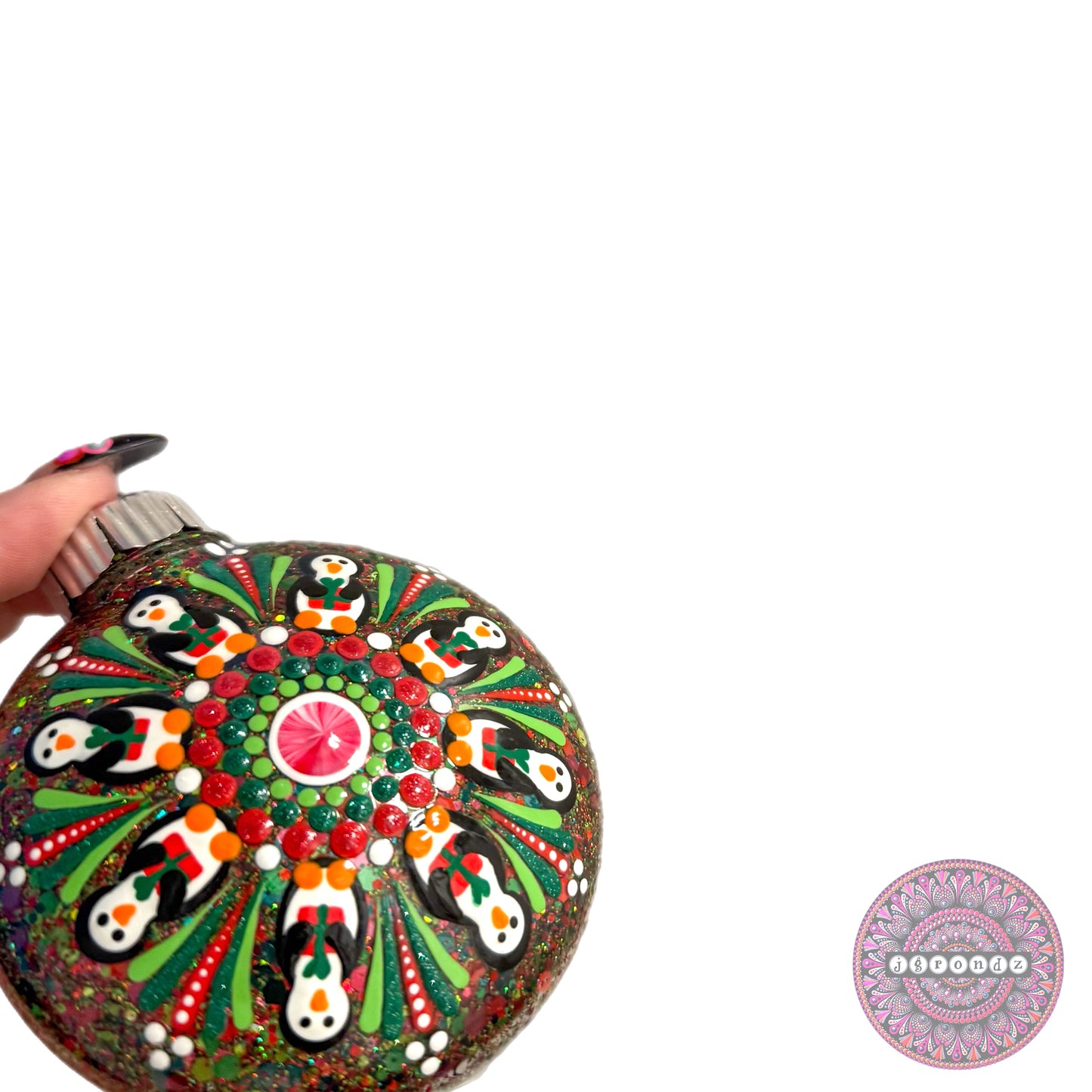 3” Penguin Mandala Glitter Ornament