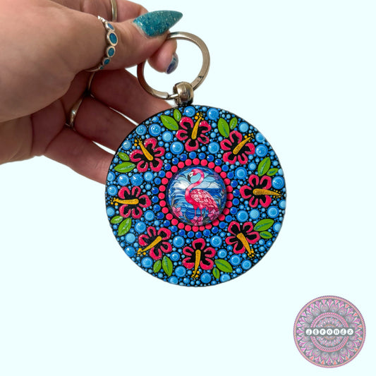 Flamingo Mandala Purse Pendant 3”