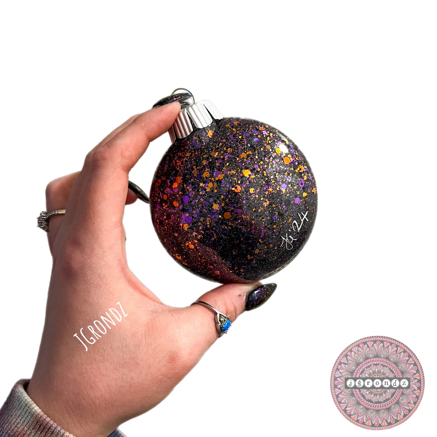 3” Halloween Mandala Glitter Ornament