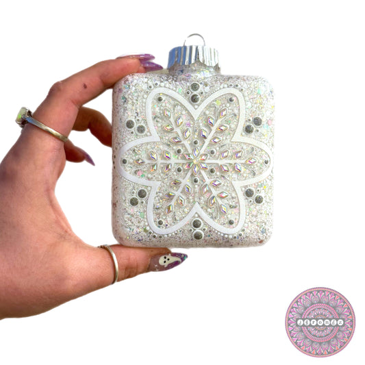 4” Square Snowflake Mandala Ornament
