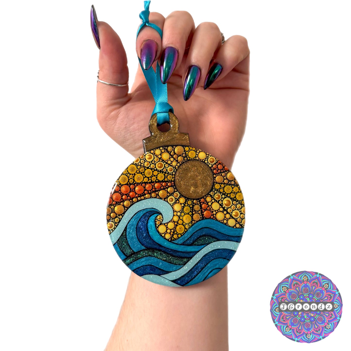 Sun and Waves 4” Wood Ornament