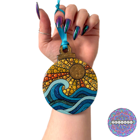 Sun and Waves 4” Wood Ornament