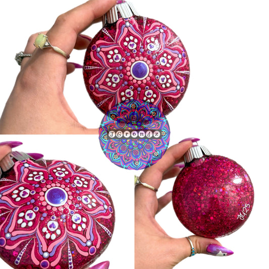 3” Paw Print Mandala Glitter Ornament