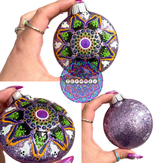 3” Halloween Mandala Glitter Ornament