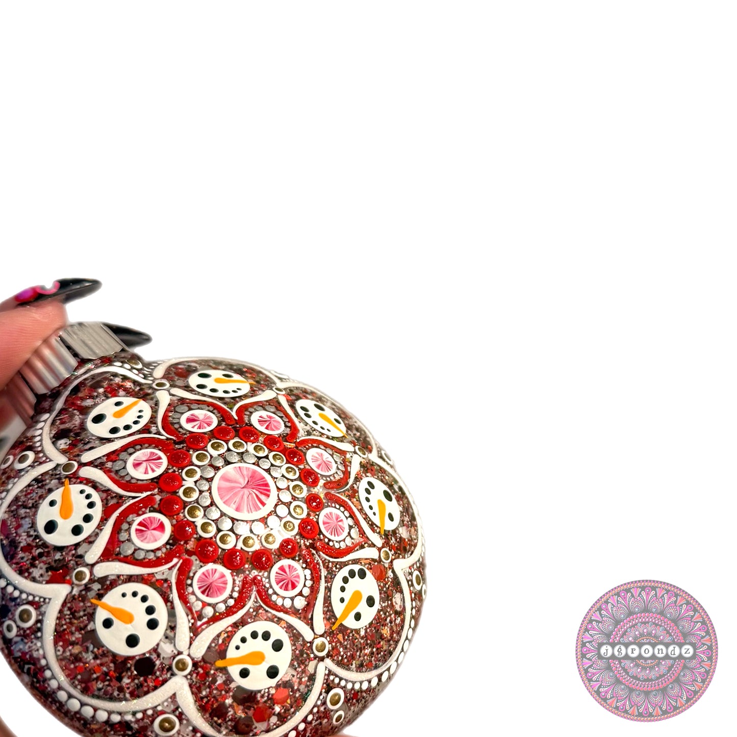 3” Snowman Mandala Glitter Ornament