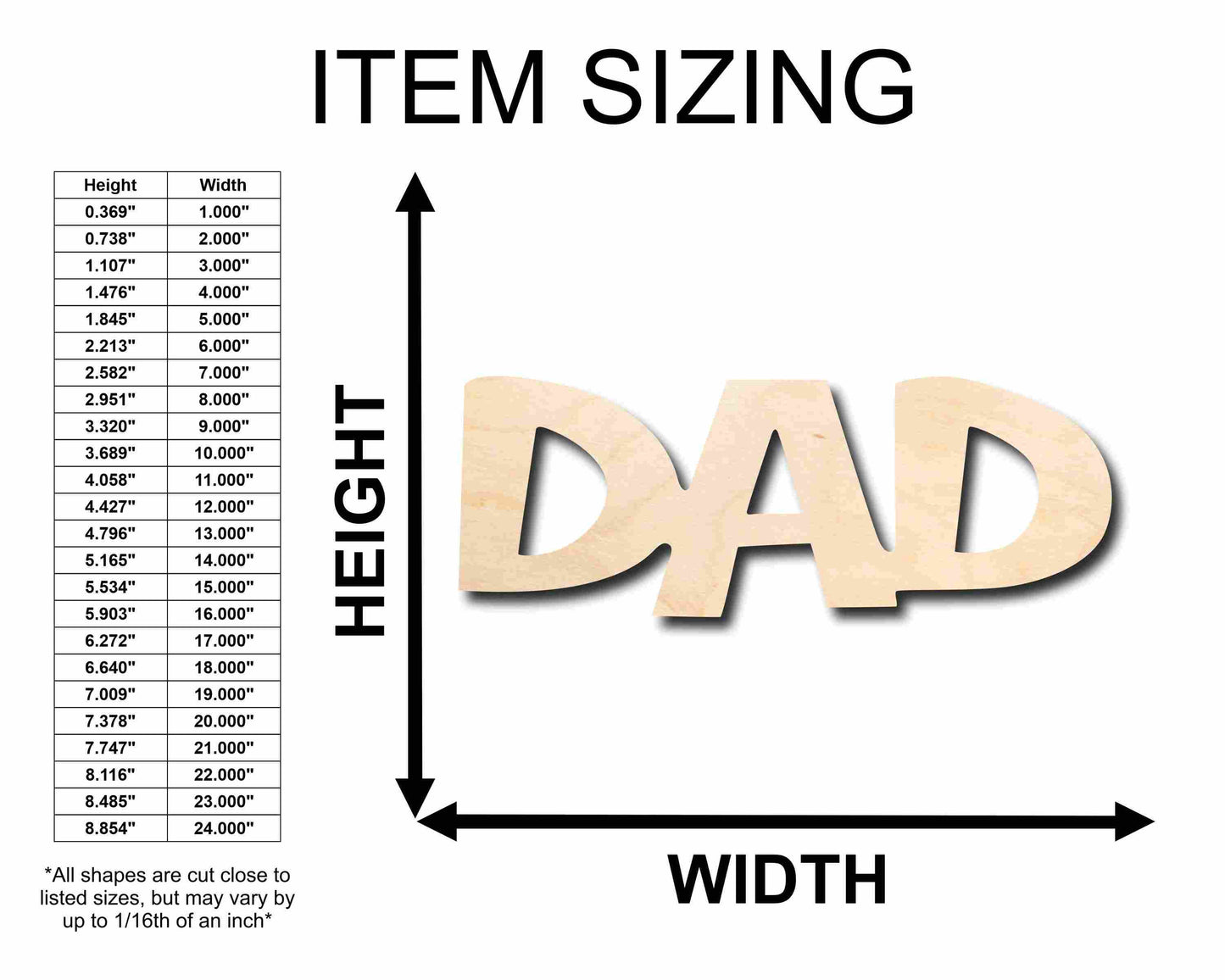 Dad Unfinished Wood Cutout DIY handmade Craft