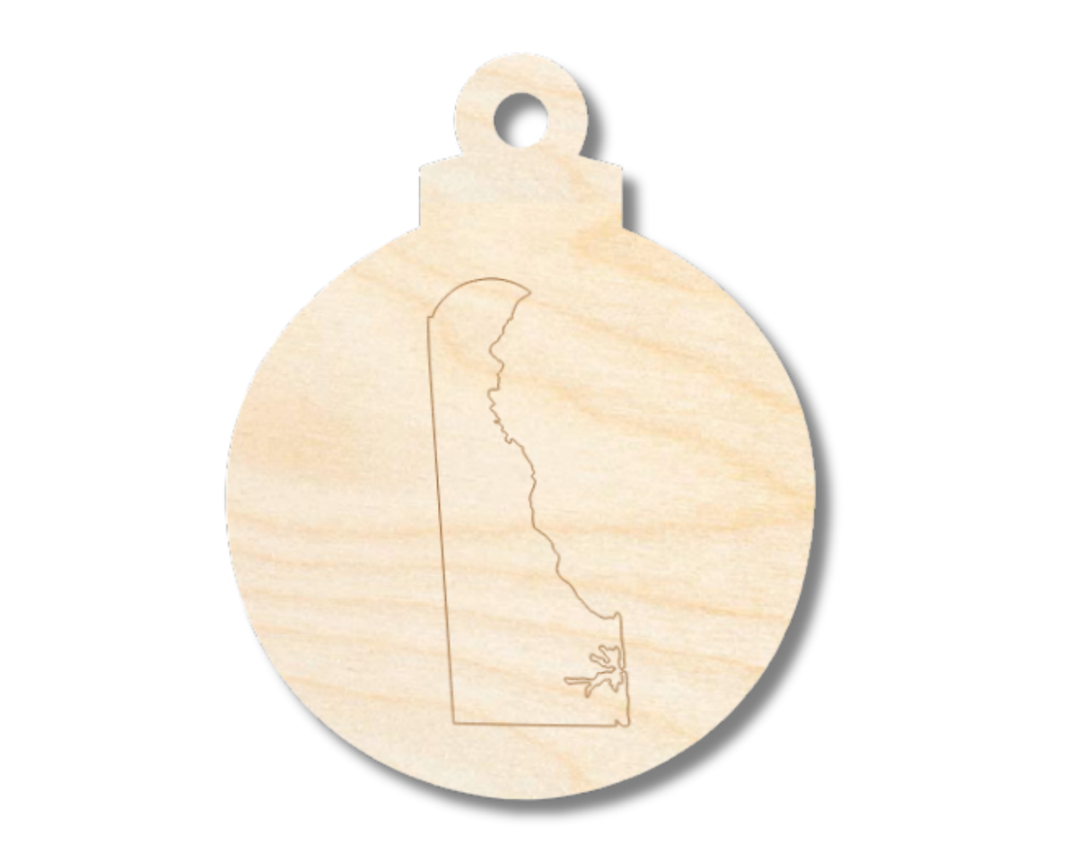 Unfinished Wood Etched Delaware Ornament Shape | Paint By Line Crafts | up to 30" DIY