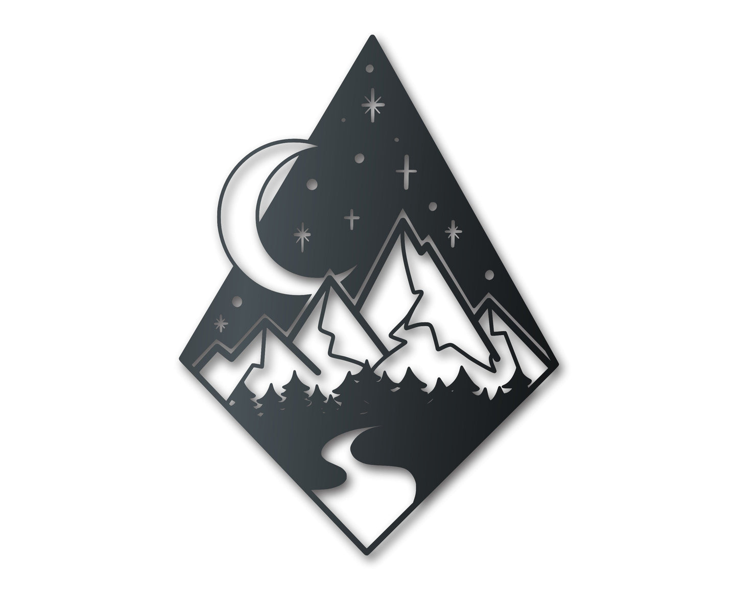 Metal Diamond Mountain Sky Wall Art | Indoor Outdoor | Up to 46" | Over 20 Color Options