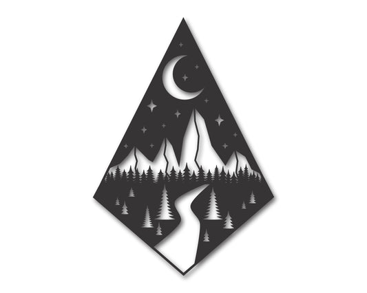 Metal Teardrop Diamond Mountain Forest Path Wall Art