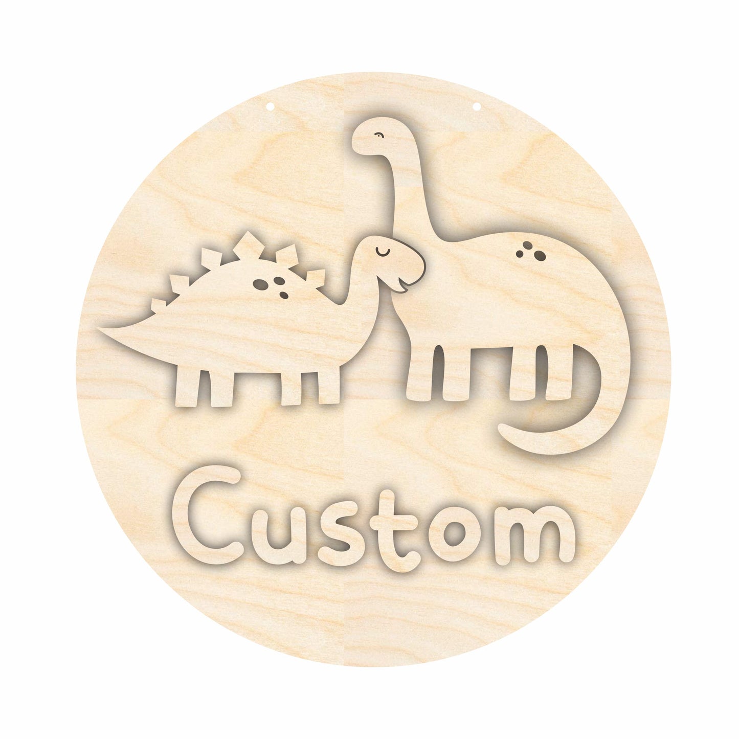 Unfinished Wood Custom Name Cute Dinosaur Door Sign Kit | Wood Craft Cutouts | 1/4" Thick |