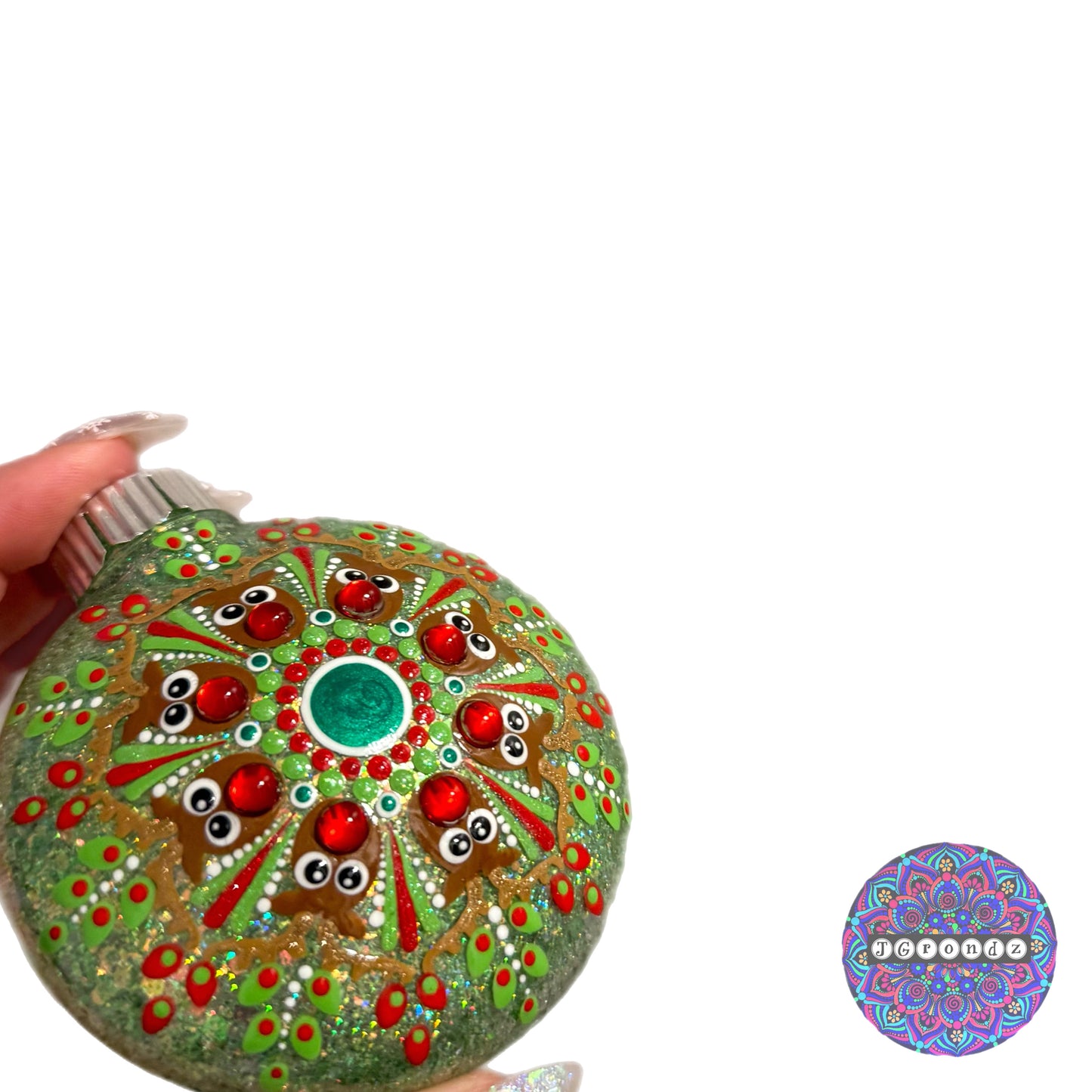 3” Rudolph Mandala Glitter Ornament