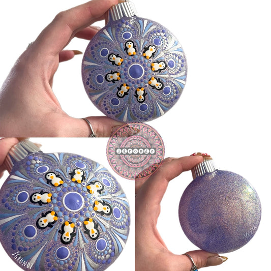 3” Penguin Mandala Glitter Ornament