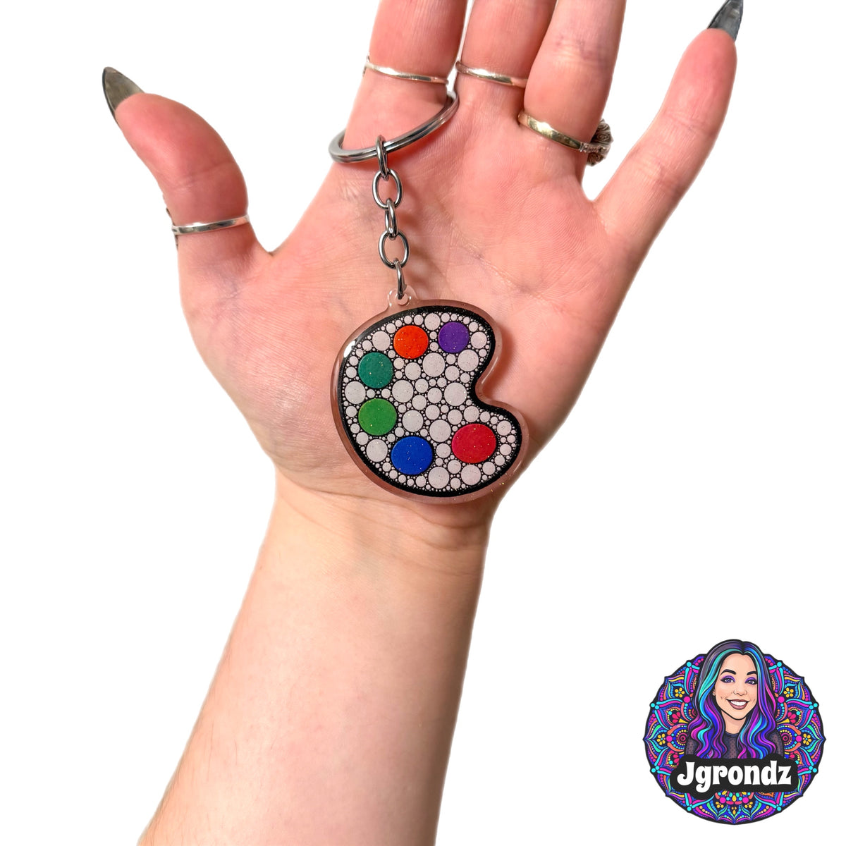 Double Sided Paint Palette acrylic/epoxy printed keychain