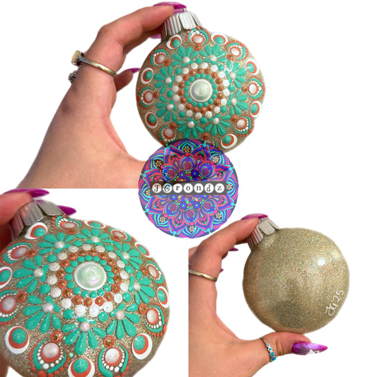 3” Beachy Christmas Mandala Glitter Ornament