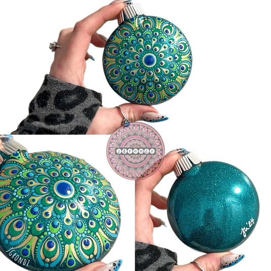 3” Peacock Mandala Glitter Ornament