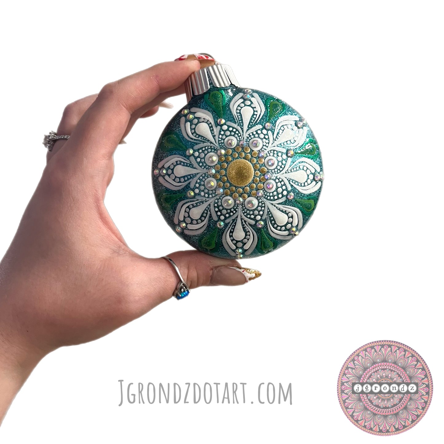 3” Poinsettia Mandala Glitter Ornament