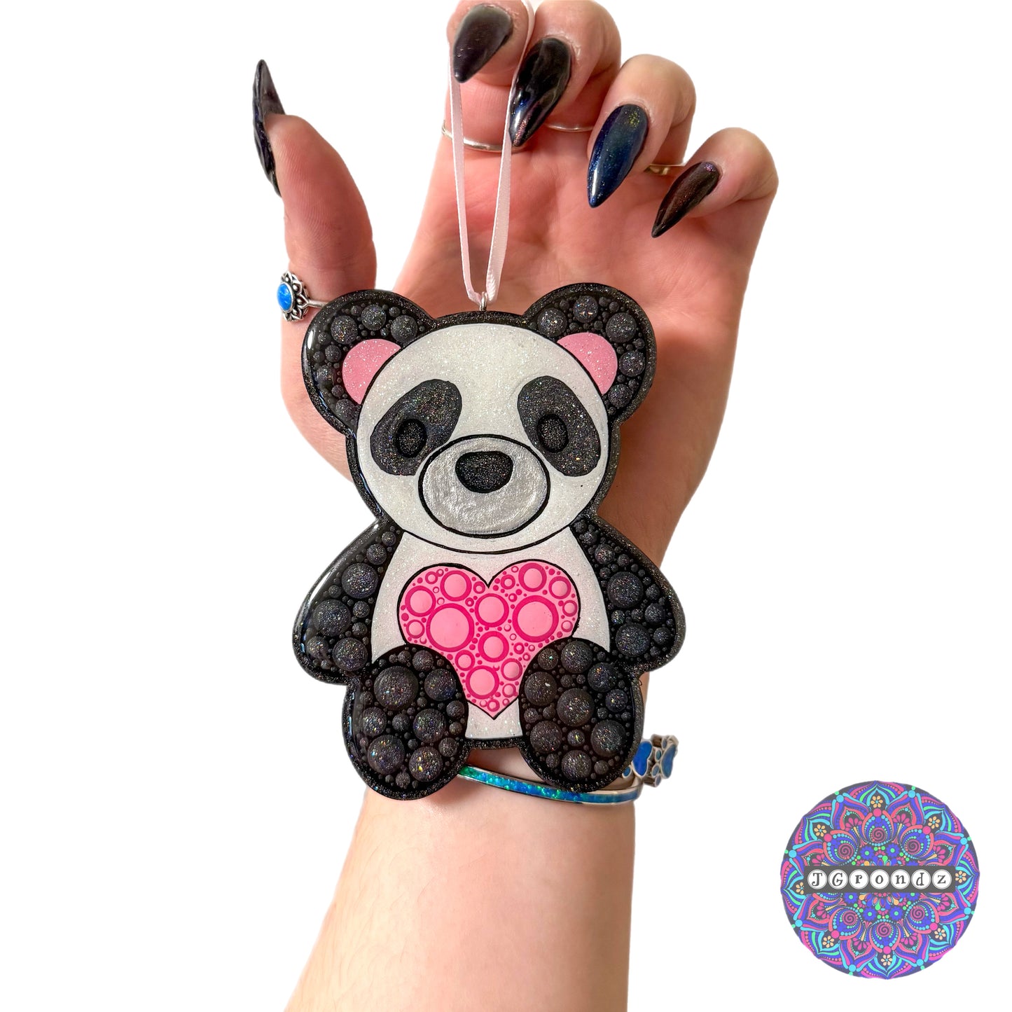 Valentines Panda Bear 4” Wood Ornament