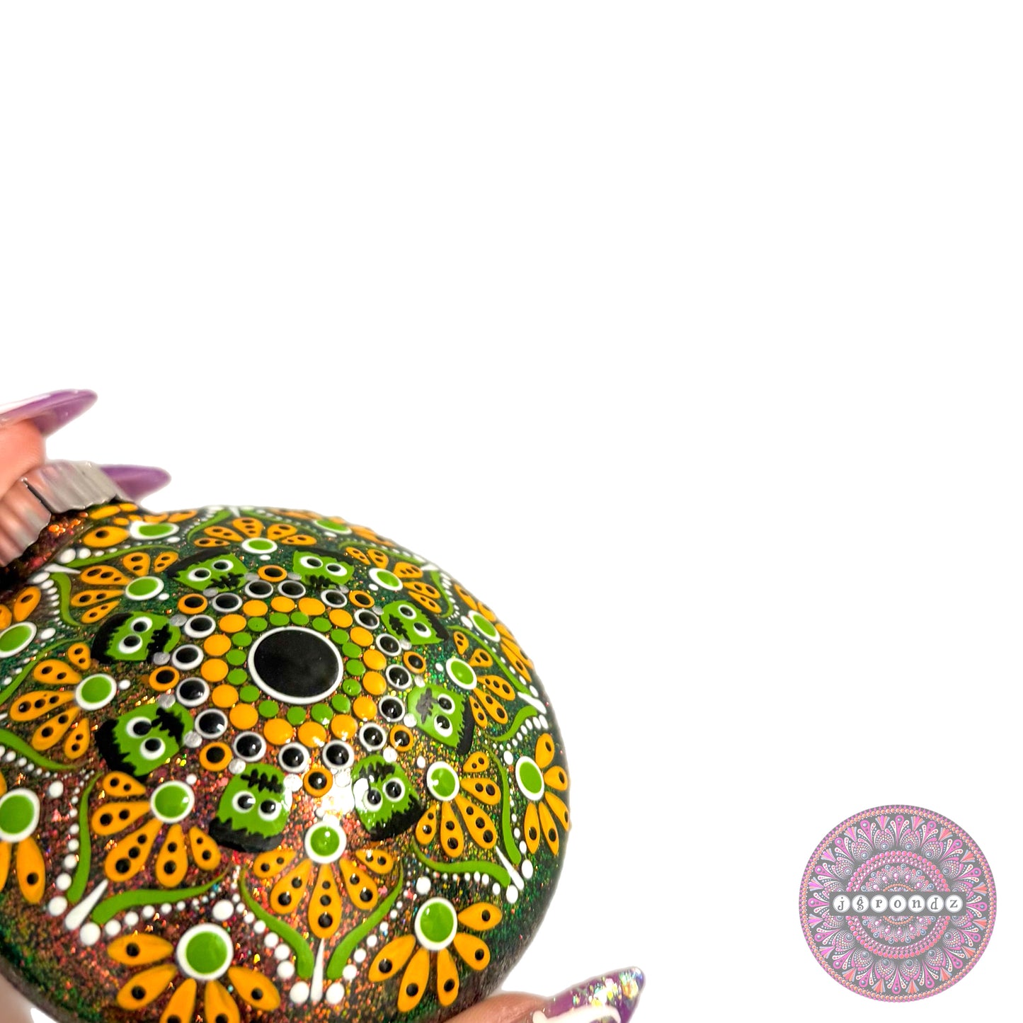 3” Halloween Mandala Glitter Ornament